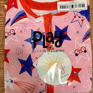Little Sleepies Pink Stars and Stripes Shorty Romper